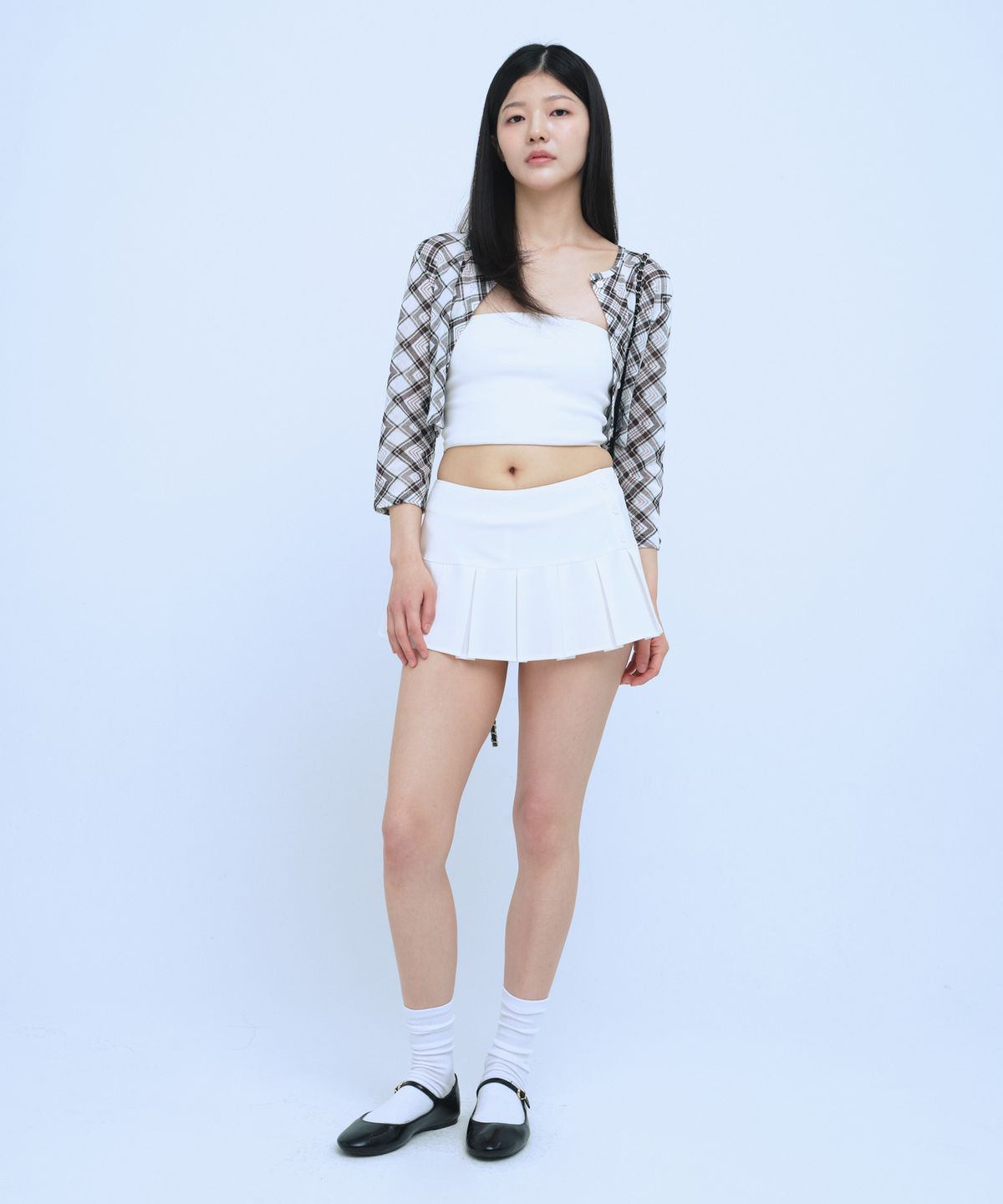 큐리티(CURETTY) C PINTUCK MINI SKIRT_WHITE