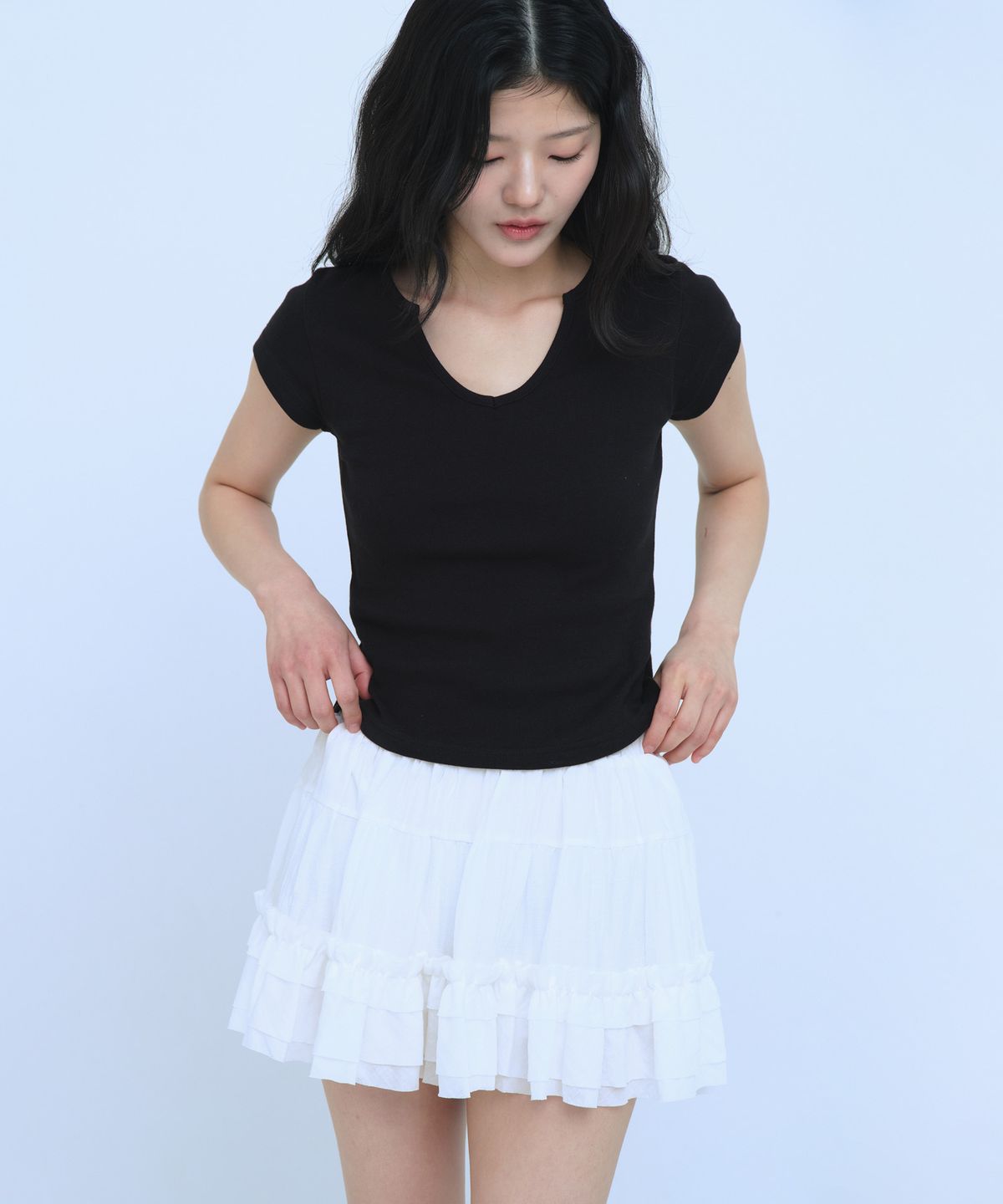 큐리티(CURETTY) C SHIRRING CANCAN SKIRT_WHITE
