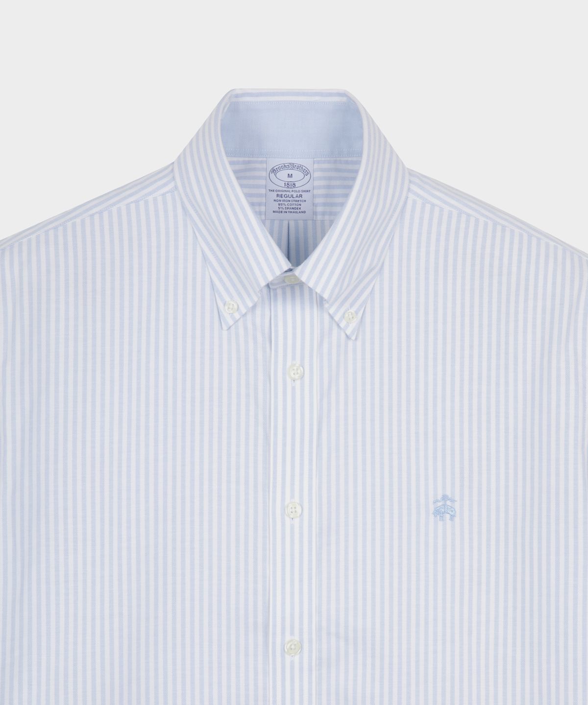 브룩스 브라더스(BROOKS BROTHERS) 논아이론 옥스포드 뱅갈 스트라이프 반팔 셔츠 (라이트블루) (BBTPMN2284M)