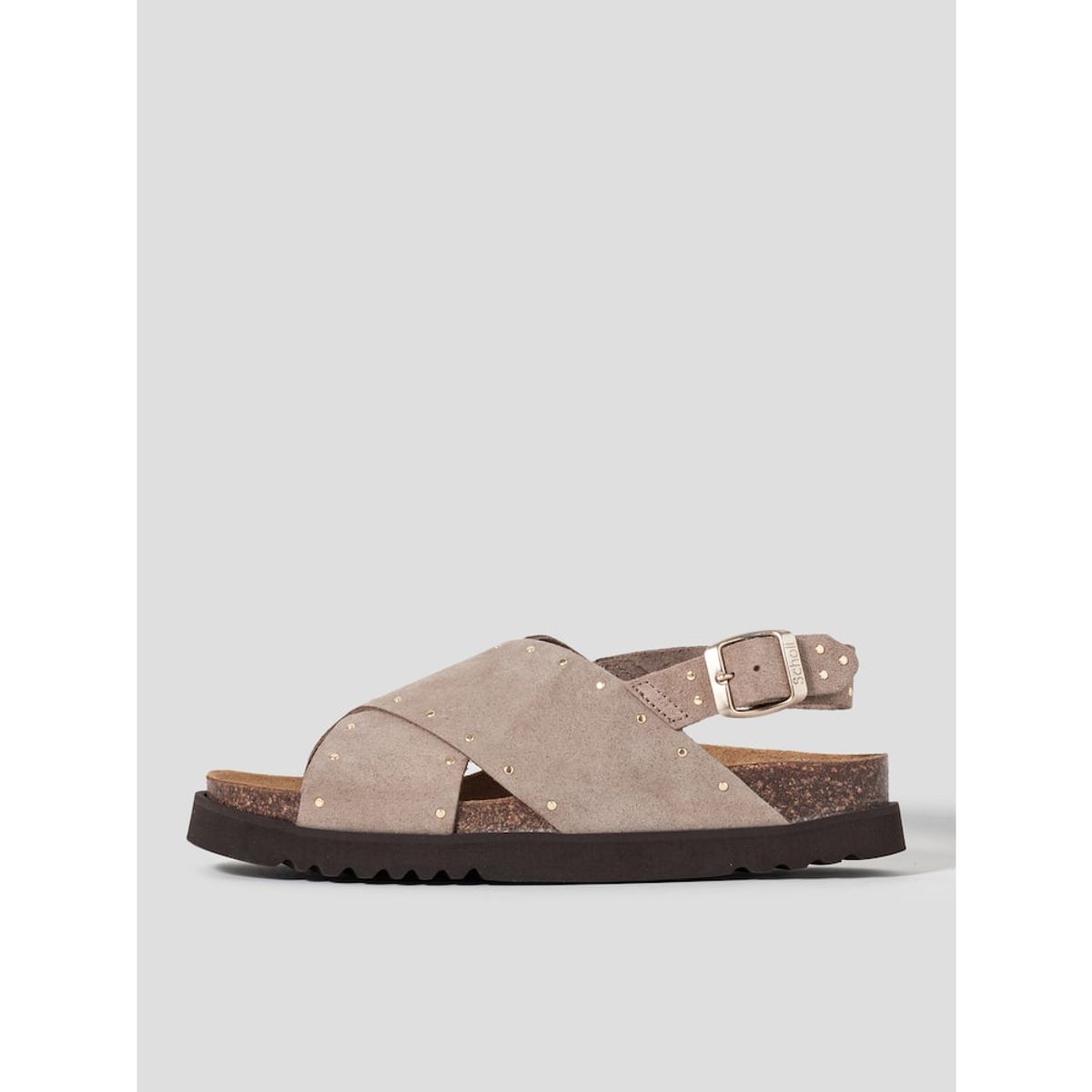 숄(SCHOLL) (WOMEN) 크로스 스트랩 스터드 샌들  옐로이시 브라운 (HH54K2C61B)
