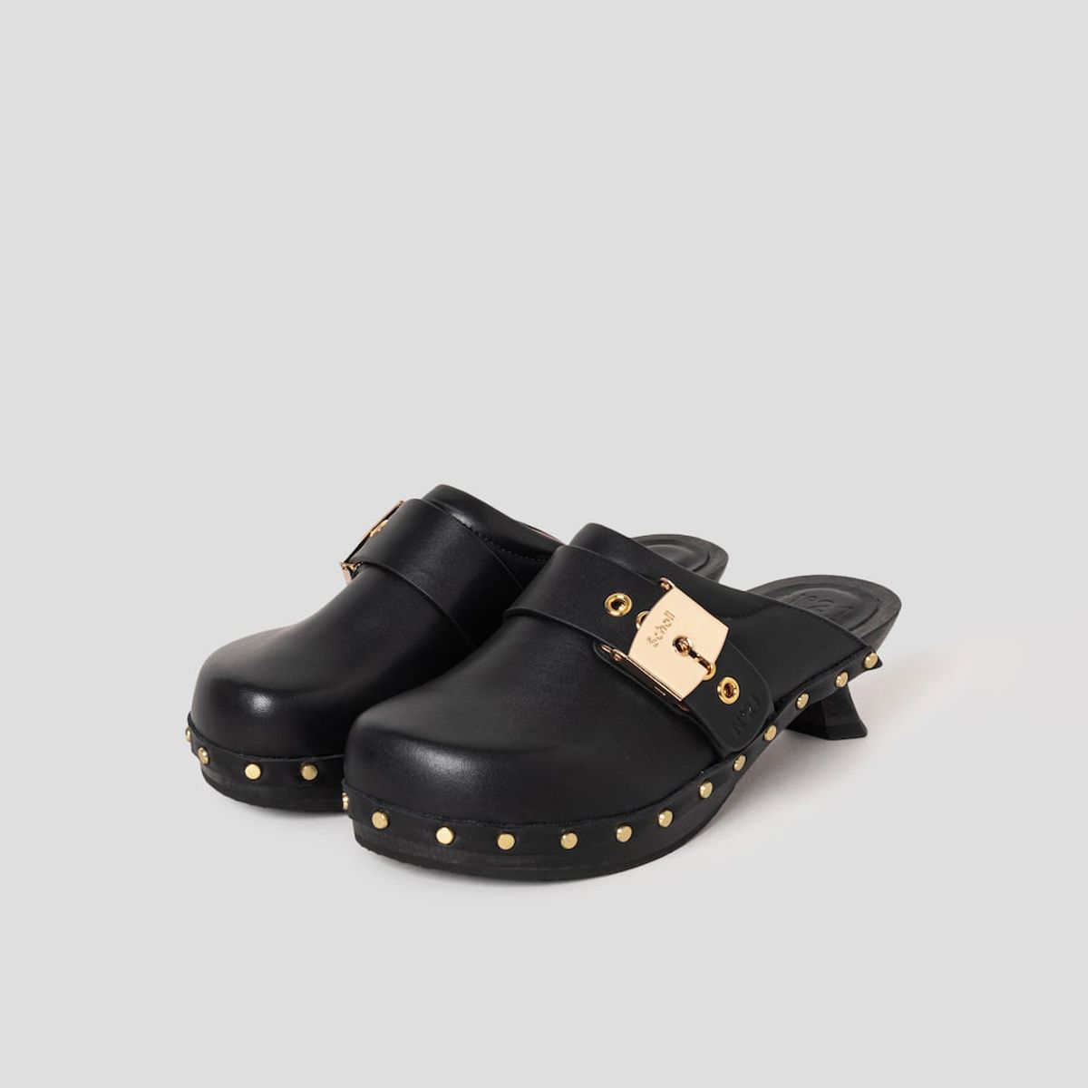숄(SCHOLL) [Scholl X N˚21] 크로그 레더 힐  블랙 (HH54K2H165)
