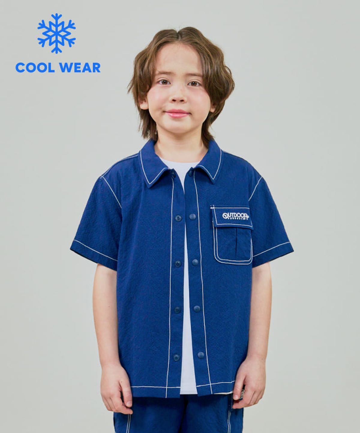 아웃도어 프로덕츠 키즈(OUTDOOR PRODUCTS KIDS) 시어서커 반팔 셔츠 (네이비) OD252ISH18_NVY
