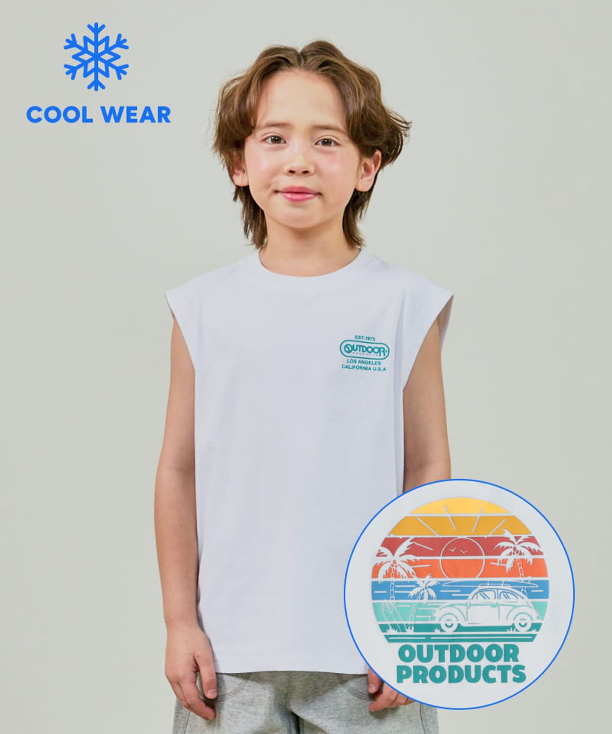 아웃도어 프로덕츠 키즈(OUTDOOR PRODUCTS KIDS) 쿨터치 백그래픽 탱크탑 (화이트) OD252ITK16_WHT