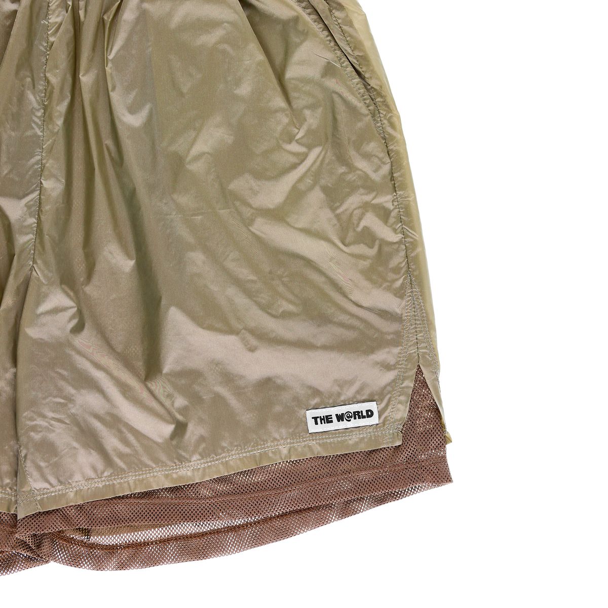 더왈드(THEWARLD) OPAQUE MESH LAYERED SHORT PANTS BEIGE