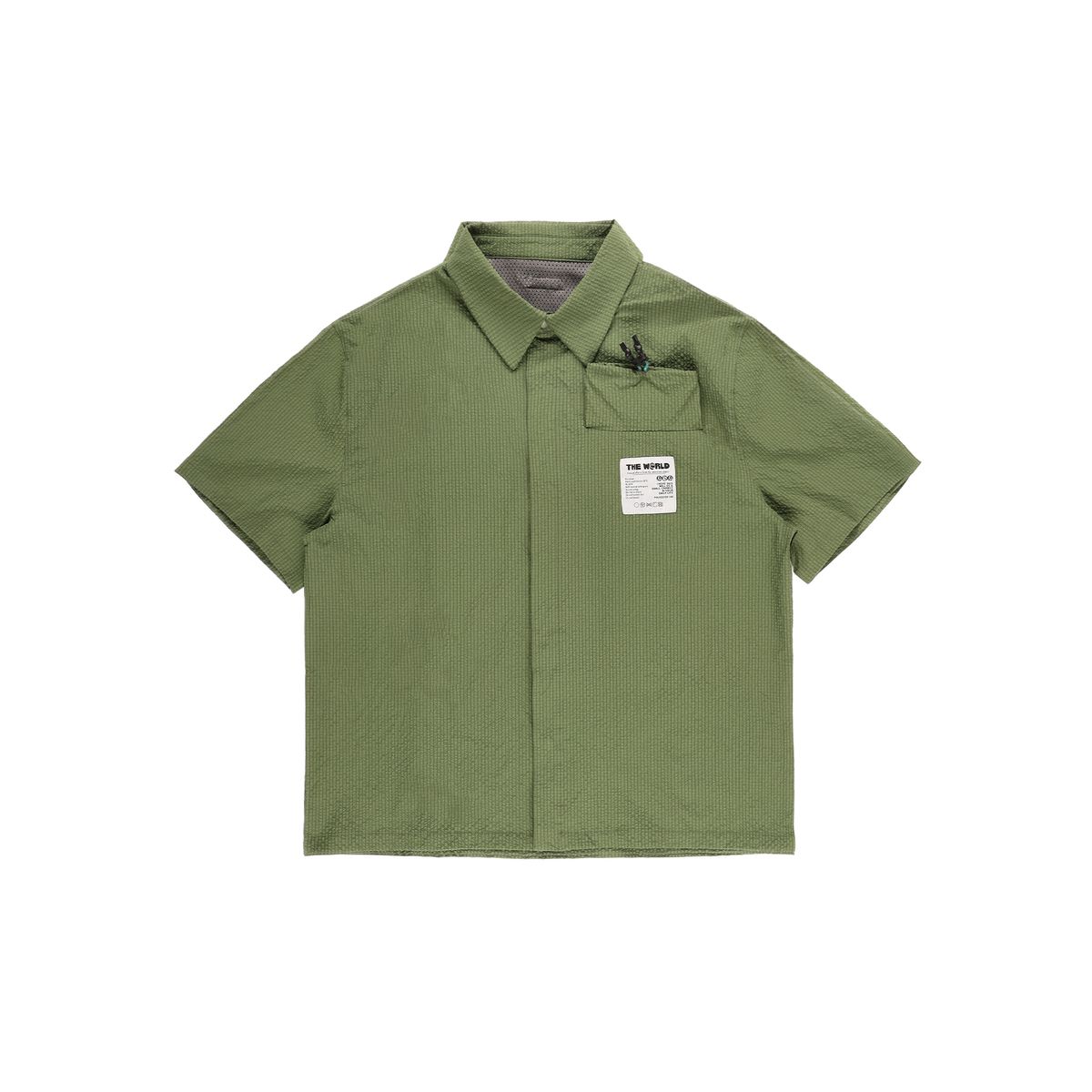 더왈드(THEWARLD) PACKABLE SEERSUCKER HALF SHIRTS GREEN