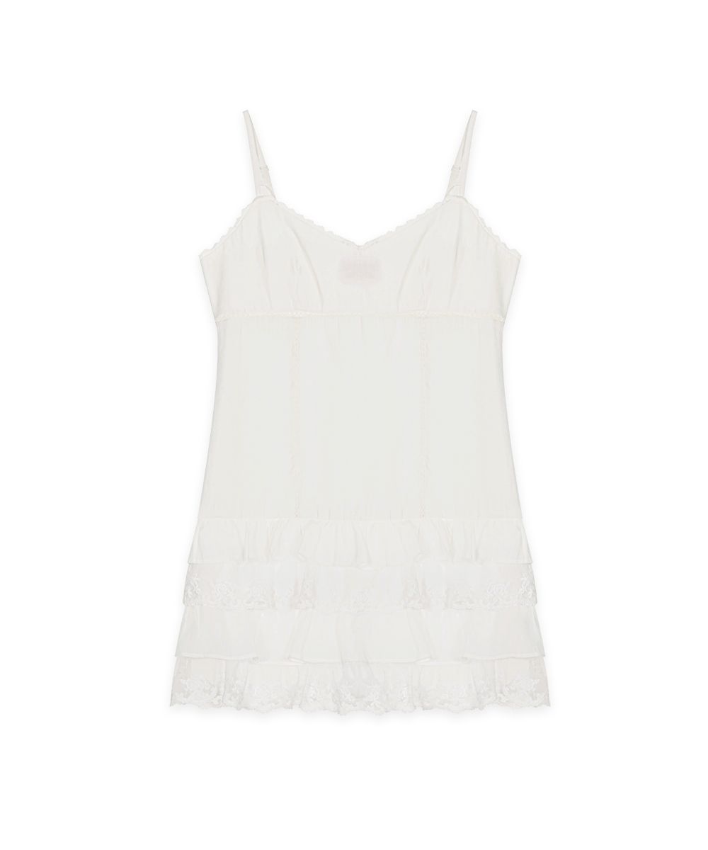 【Sinoon】25SS/人気/送料関税込★ V-Neck Lace Mix Silky Dress MUSINSA | SINOON V-Neck Lace Mix Silky Dress (White)