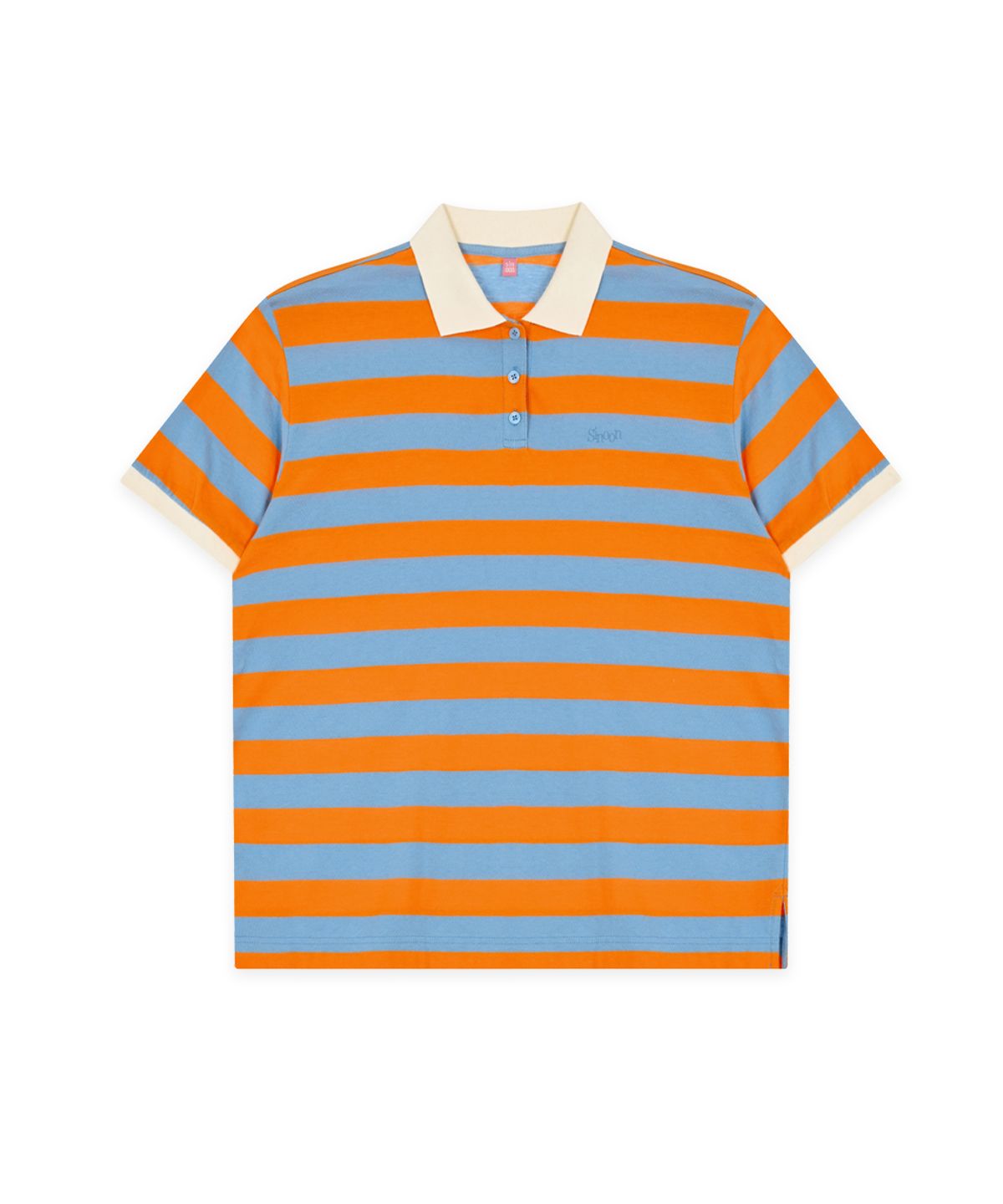 시눈(SINOON) Bold Stripe Half Sleeve PK Shirt (Orange)