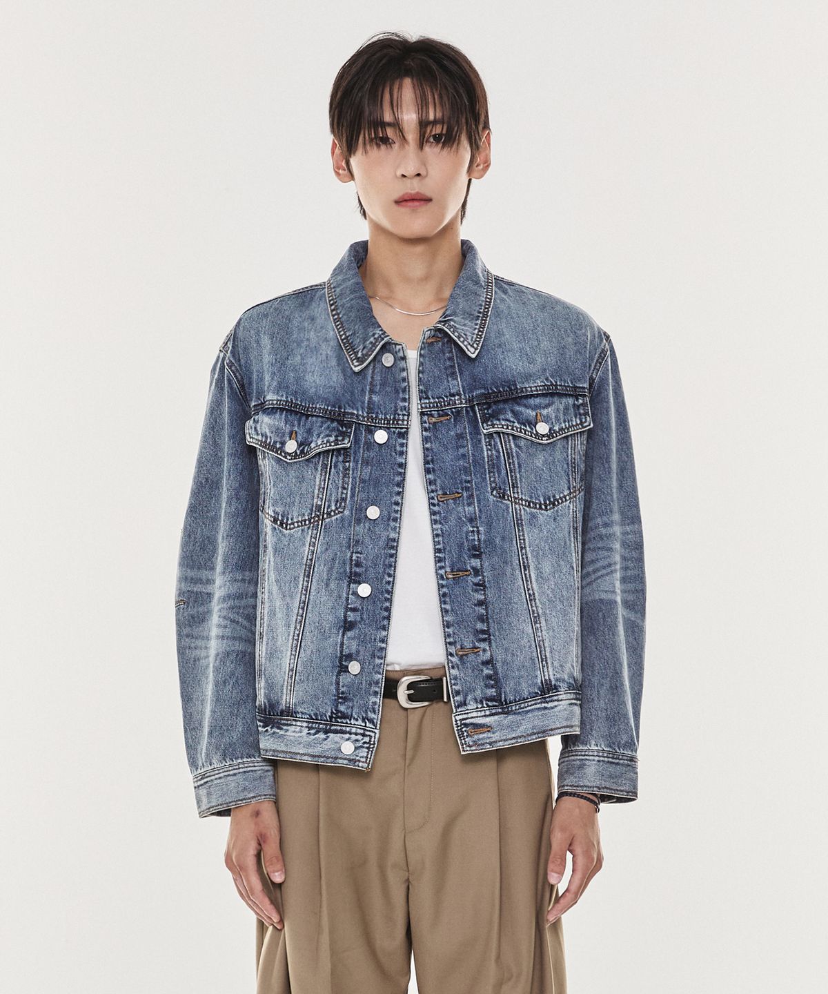 기철(KICHUL) Standard darts denim jacket (Greyish Blue)