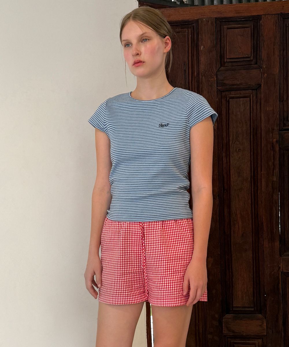 【sinoon】Stripe Cap Sleeve T-shirt (3 COLORS) MUSINSA | SINOON Stripe Cap Sleeve T-shirt (Blue)