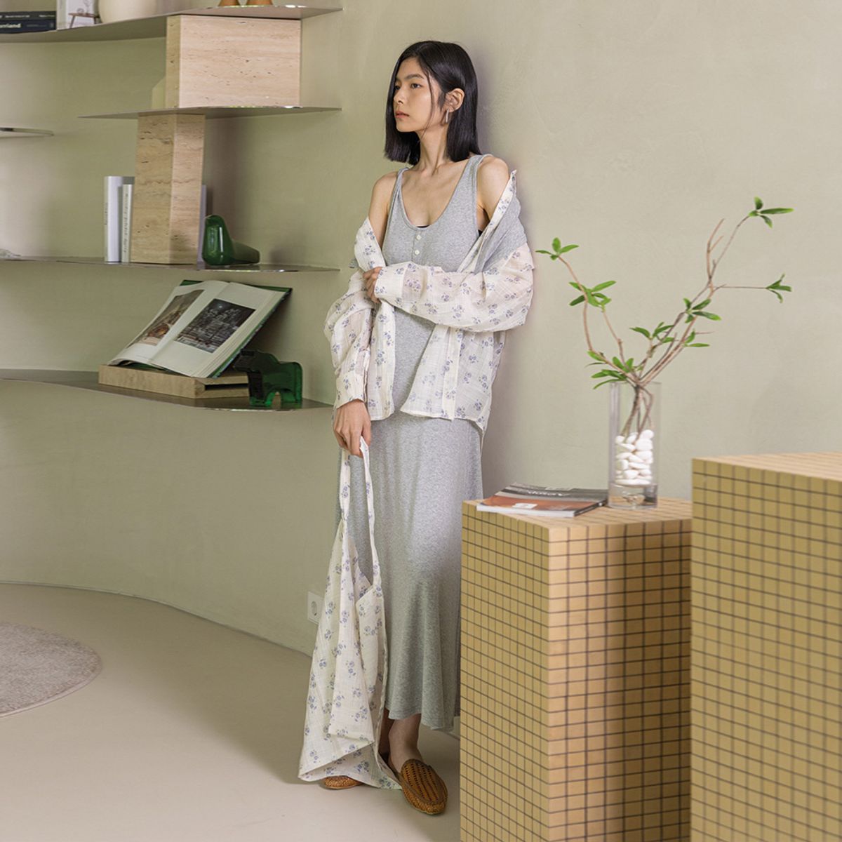 랭썬(LANGSON) LS_Sleeveless button dress_2color