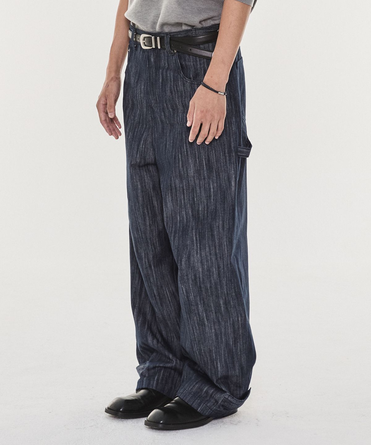 기철(KICHUL) Hem button wide denim pants (raw indigo)