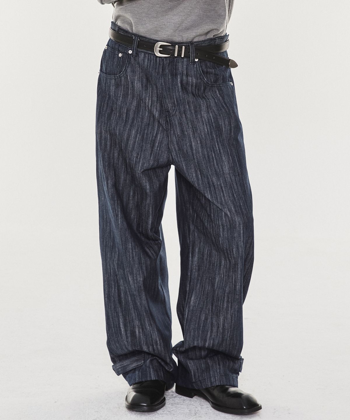 기철(KICHUL) Hem button wide denim pants (raw indigo)