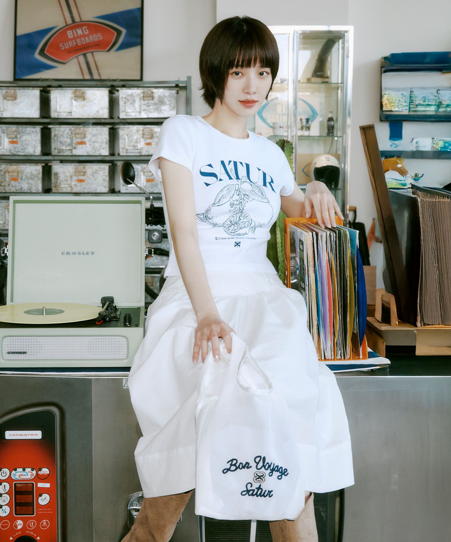MUSINSA公式 | SATUR Bon Voyage Small Mesh Bag White