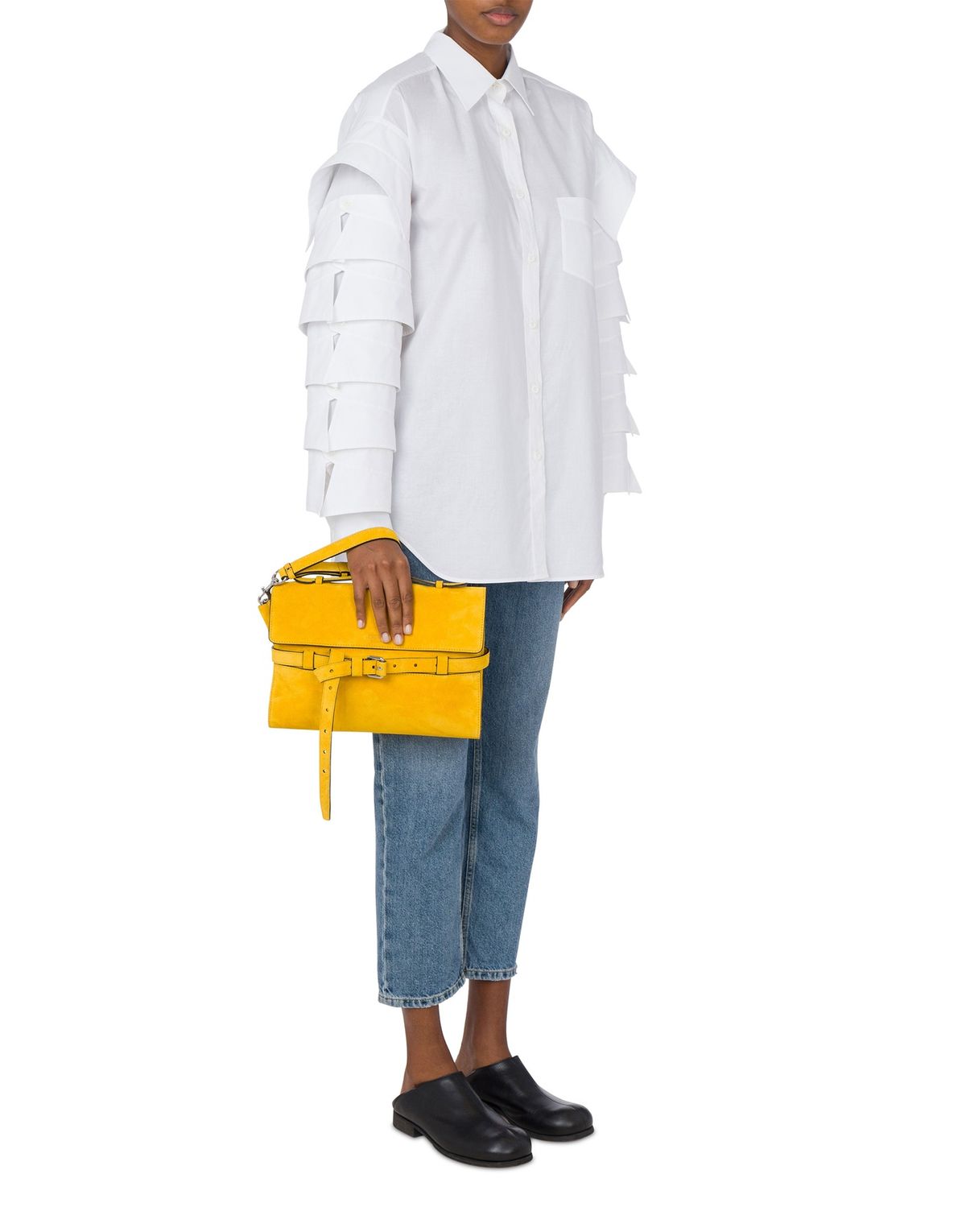 모스키노(MOSCHINO) 타이 미 스웨이드 클러치 YELLOW