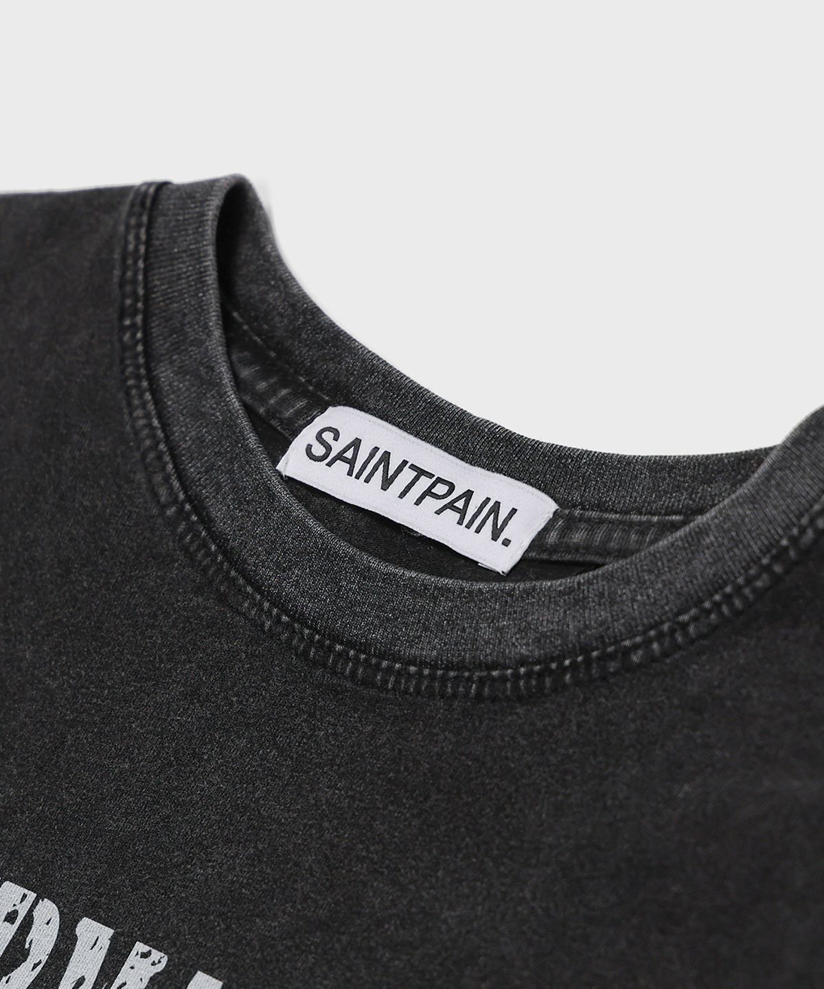 세인트페인(SAINTPAIN) SP 임퍼머넌스 피그먼트 크롭 반팔티 블랙