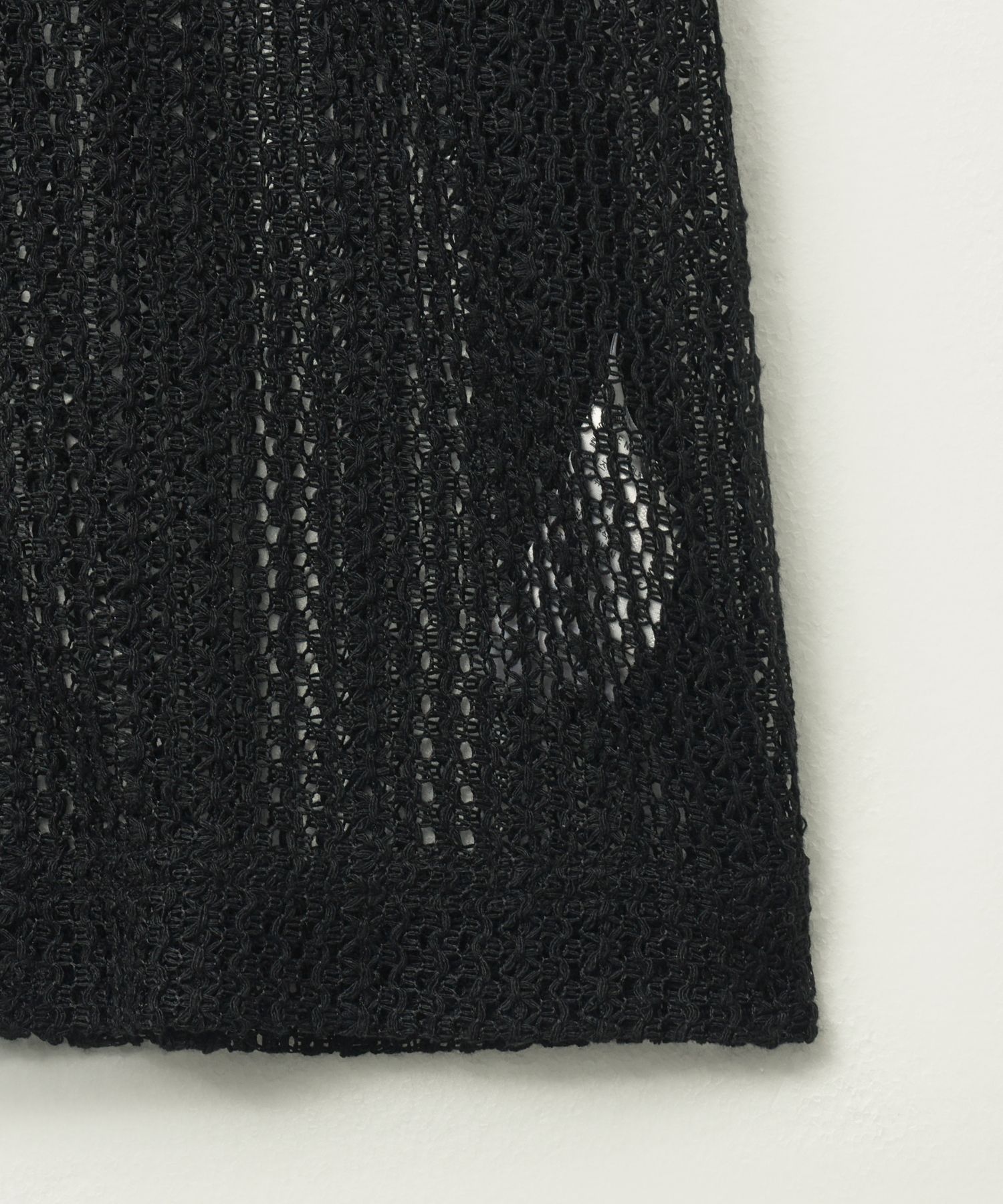 MUSINSA | SATUR Crochet open collar half shirt black