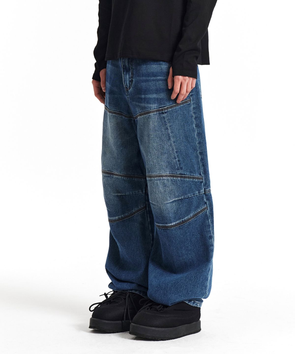기철(KICHUL) Washed Biker Denim Pants (Indigo)