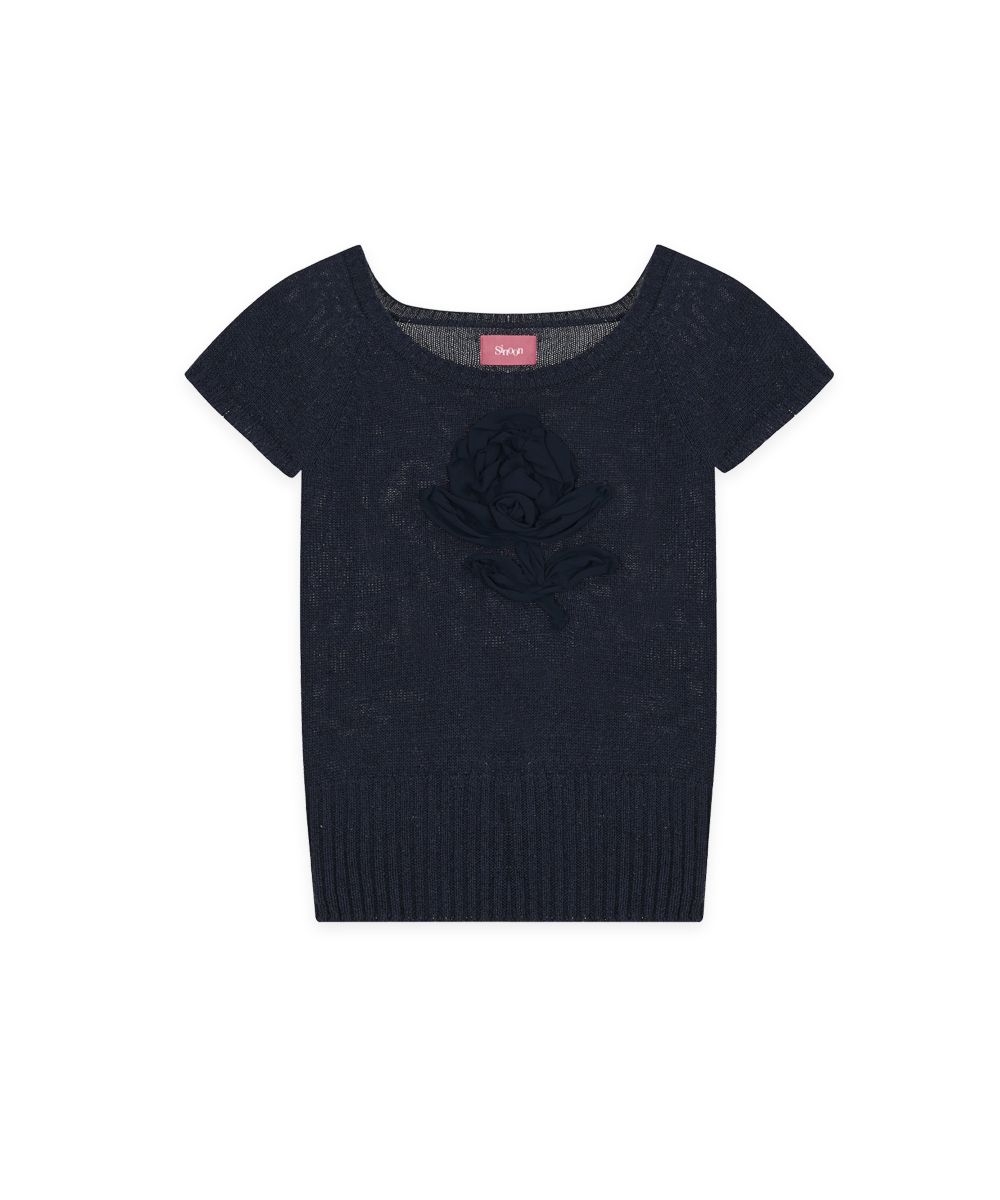 MUSINSA | SINOON Flower Raglan Knit (Navy)