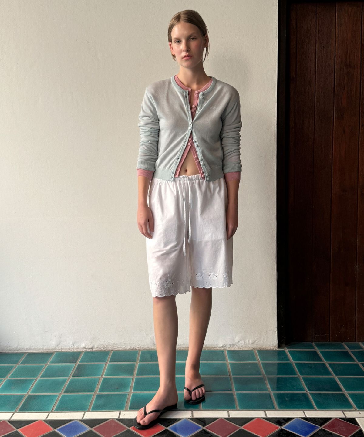시눈(SINOON) Double Button Cardigan (Blue)
