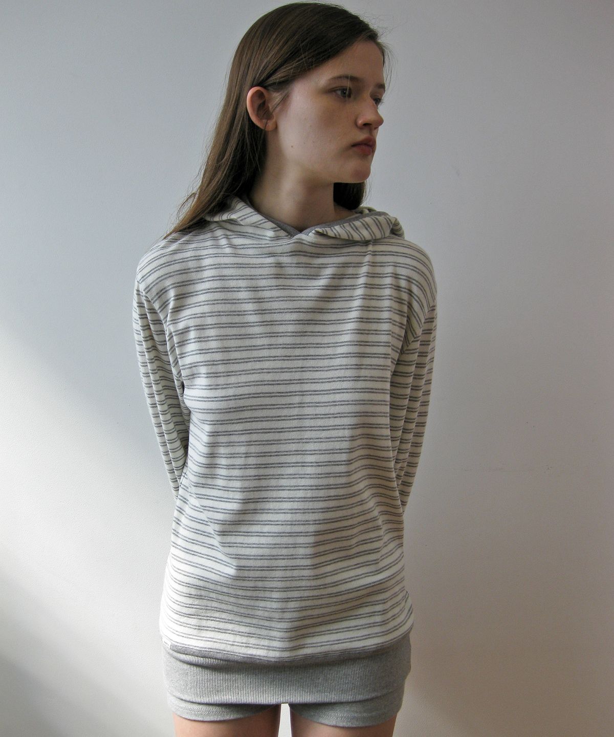 나츠(NAATS) Stripe comfort hoodie, ivory