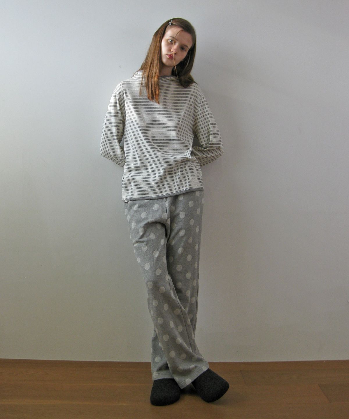나츠(NAATS) Stripe comfort hoodie, ivory