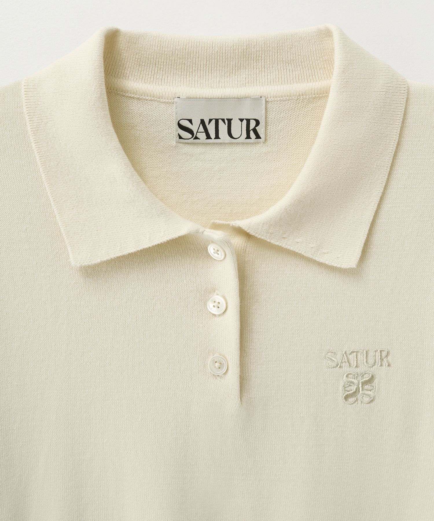 MUSINSA公式 | SATUR (W) Fine Half Pique Polo Knit Cream