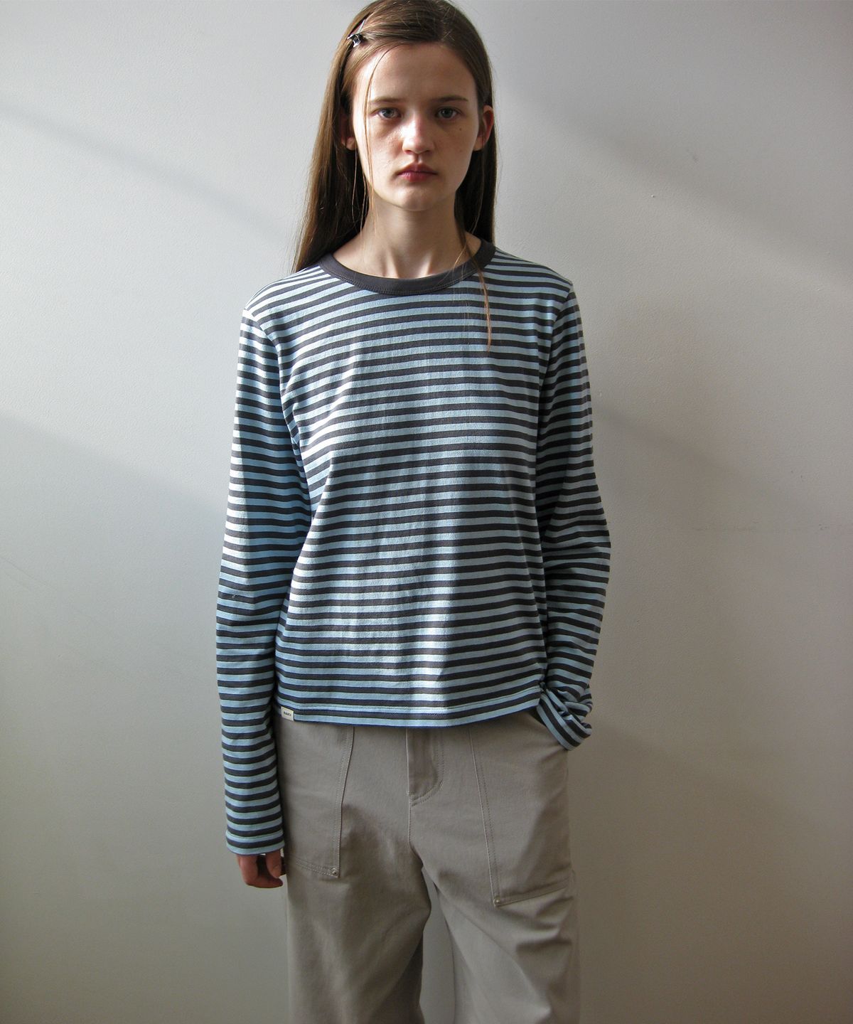 나츠(NAATS) Stripe comfort long sleeve, light blue