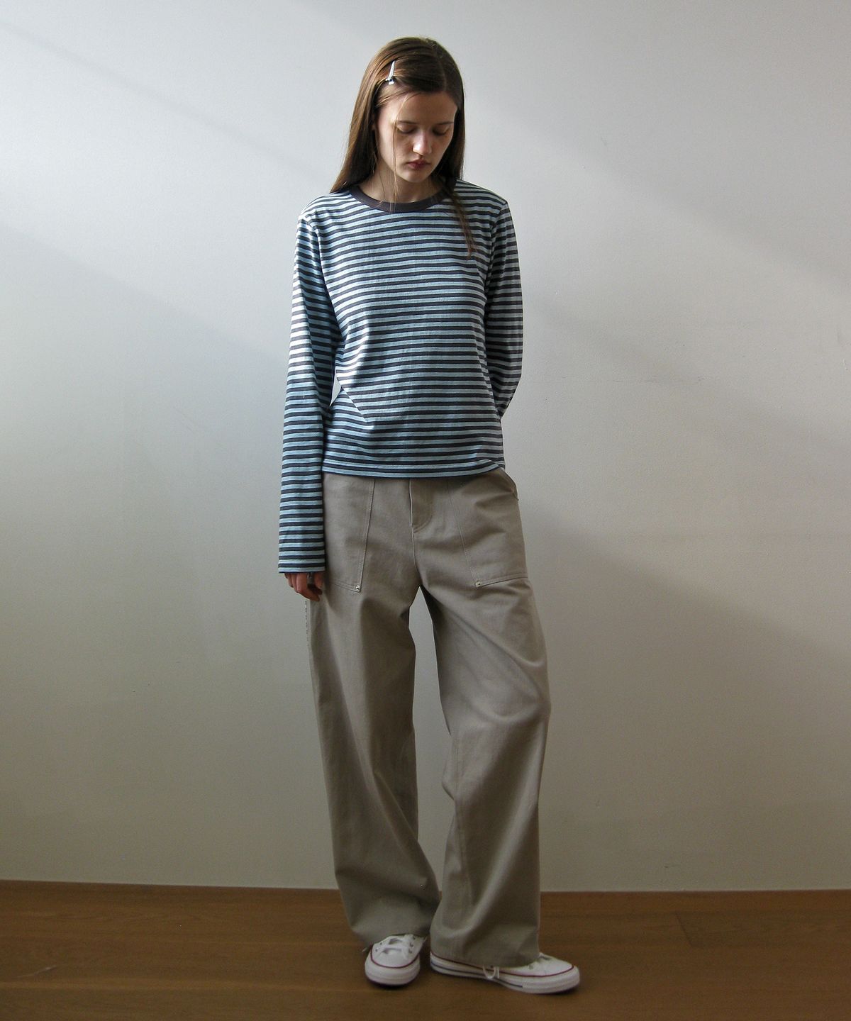 나츠(NAATS) Stripe comfort long sleeve, light blue