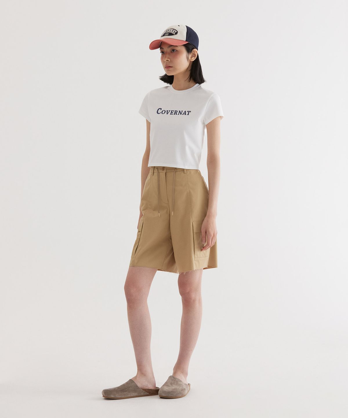 커버낫(COVERNAT) (W) 어센틱 로고 베이비핏 티셔츠 White