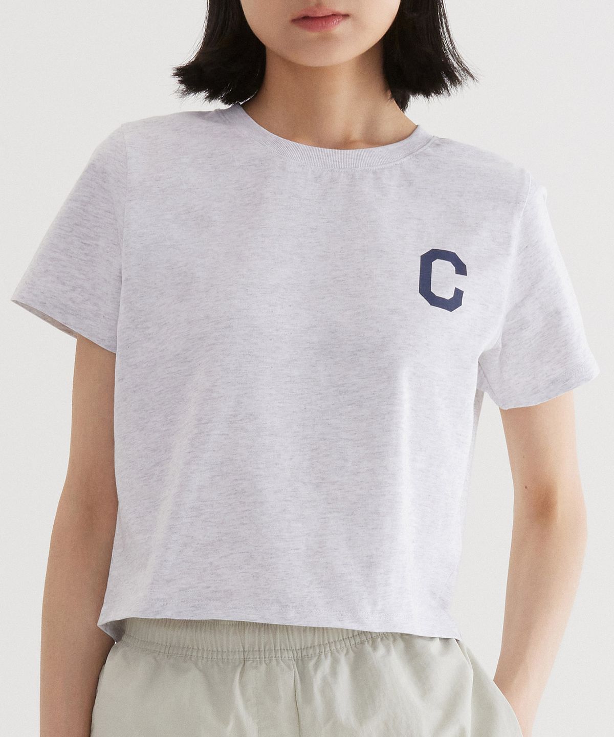 커버낫(COVERNAT) (W) C로고 크롭 티셔츠 Heather Gray