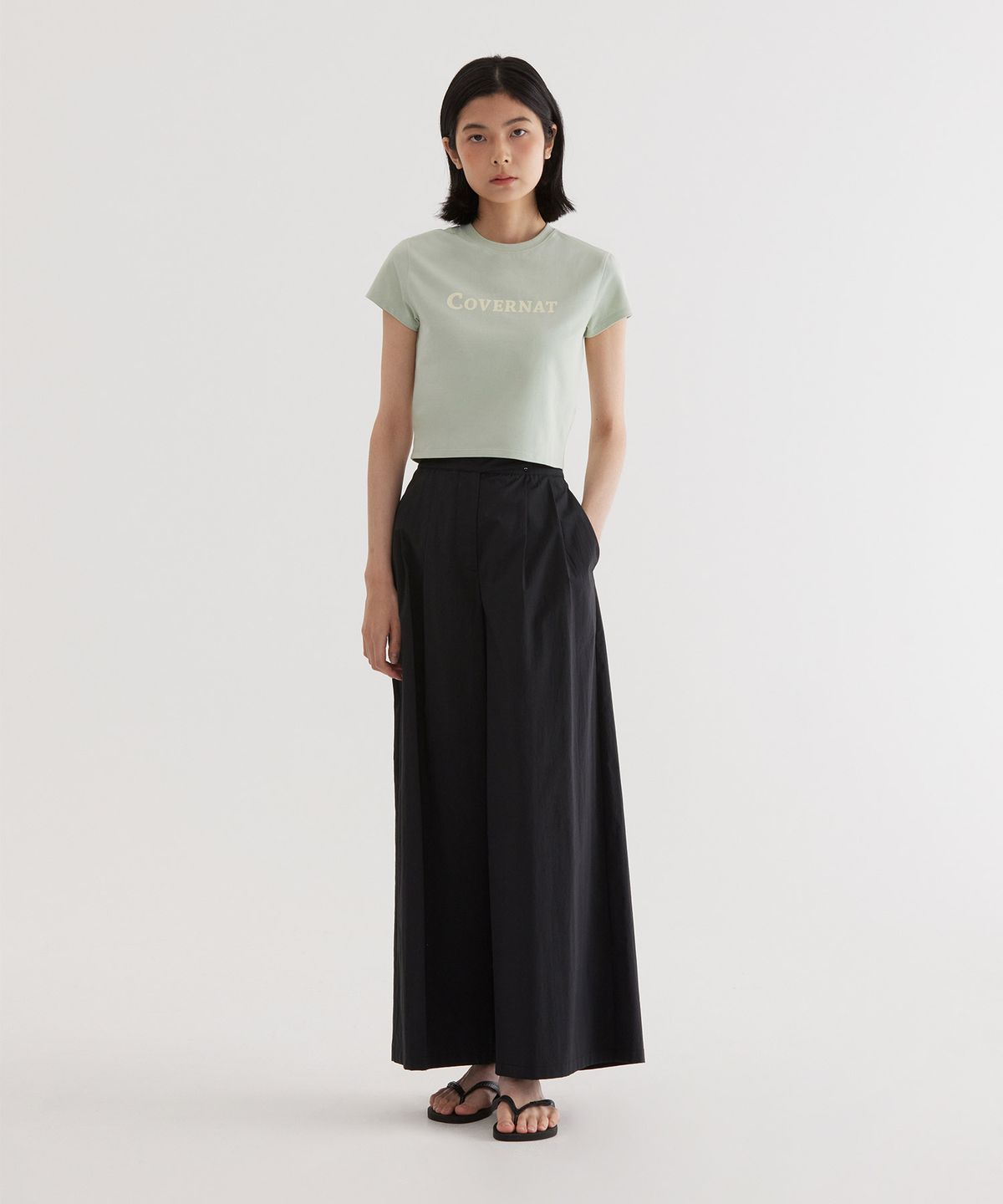 커버낫(COVERNAT) (W) 어센틱 로고 베이비핏 티셔츠 Light Green