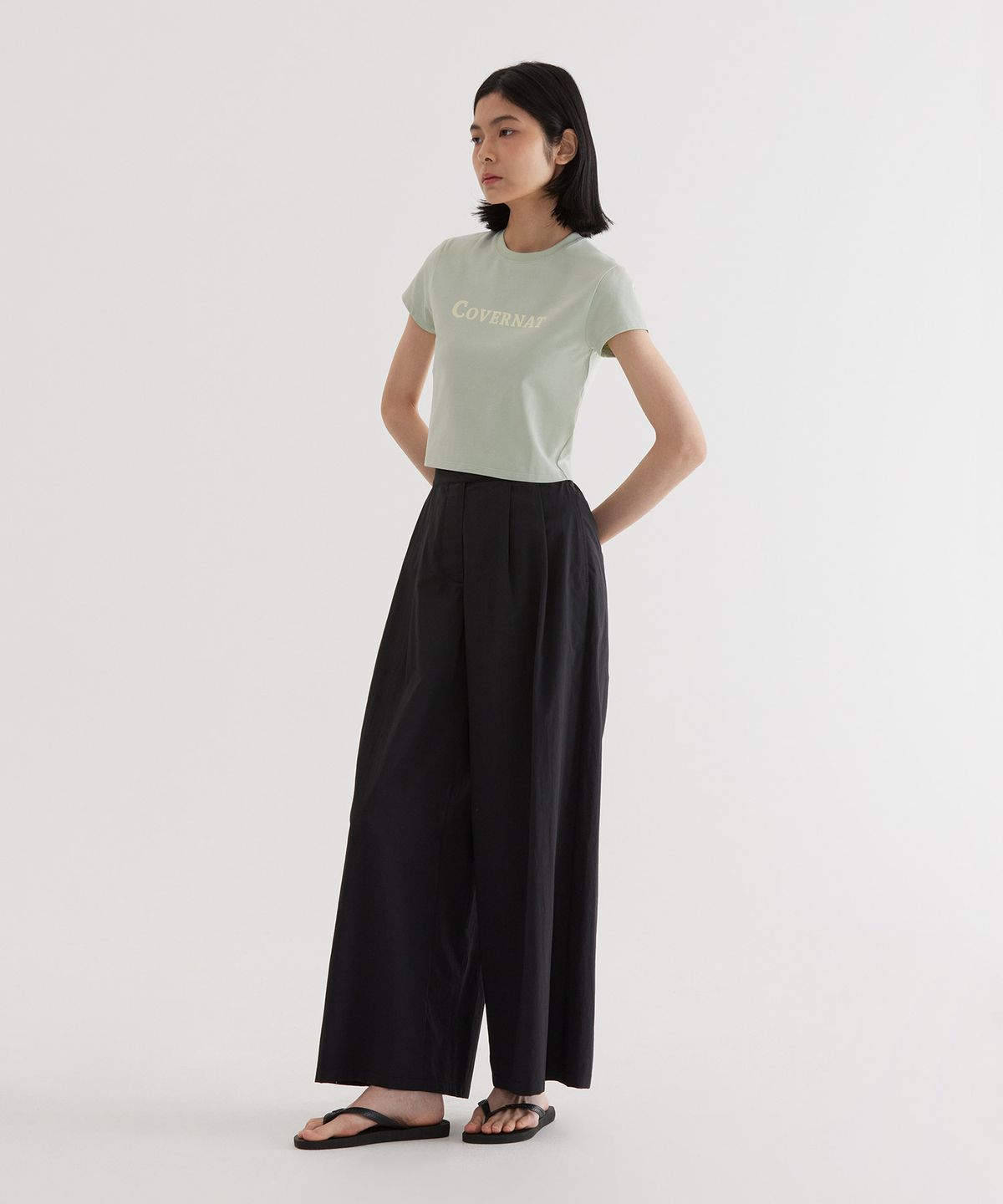 커버낫(COVERNAT) (W) 어센틱 로고 베이비핏 티셔츠 Light Green