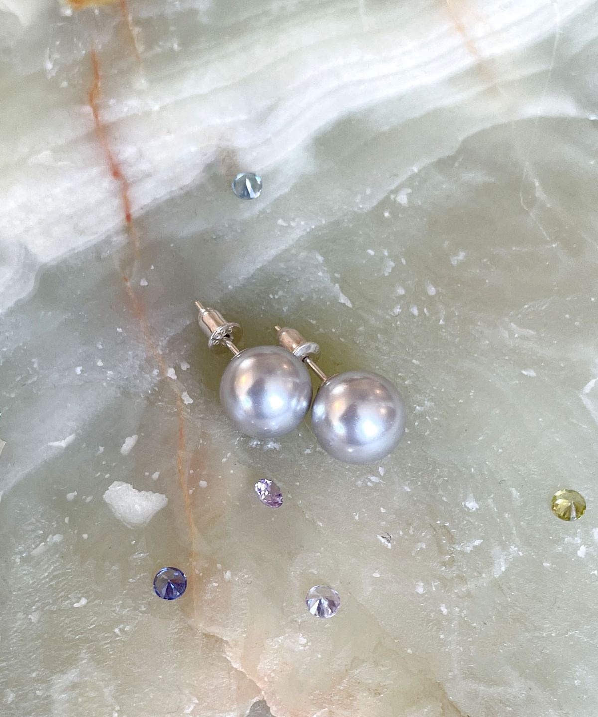 펄시(PERSY) SILVER SHADOW GREY PEARL EARRING