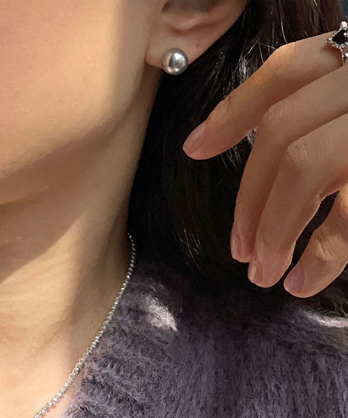 펄시(PERSY) SILVER SHADOW GREY PEARL EARRING