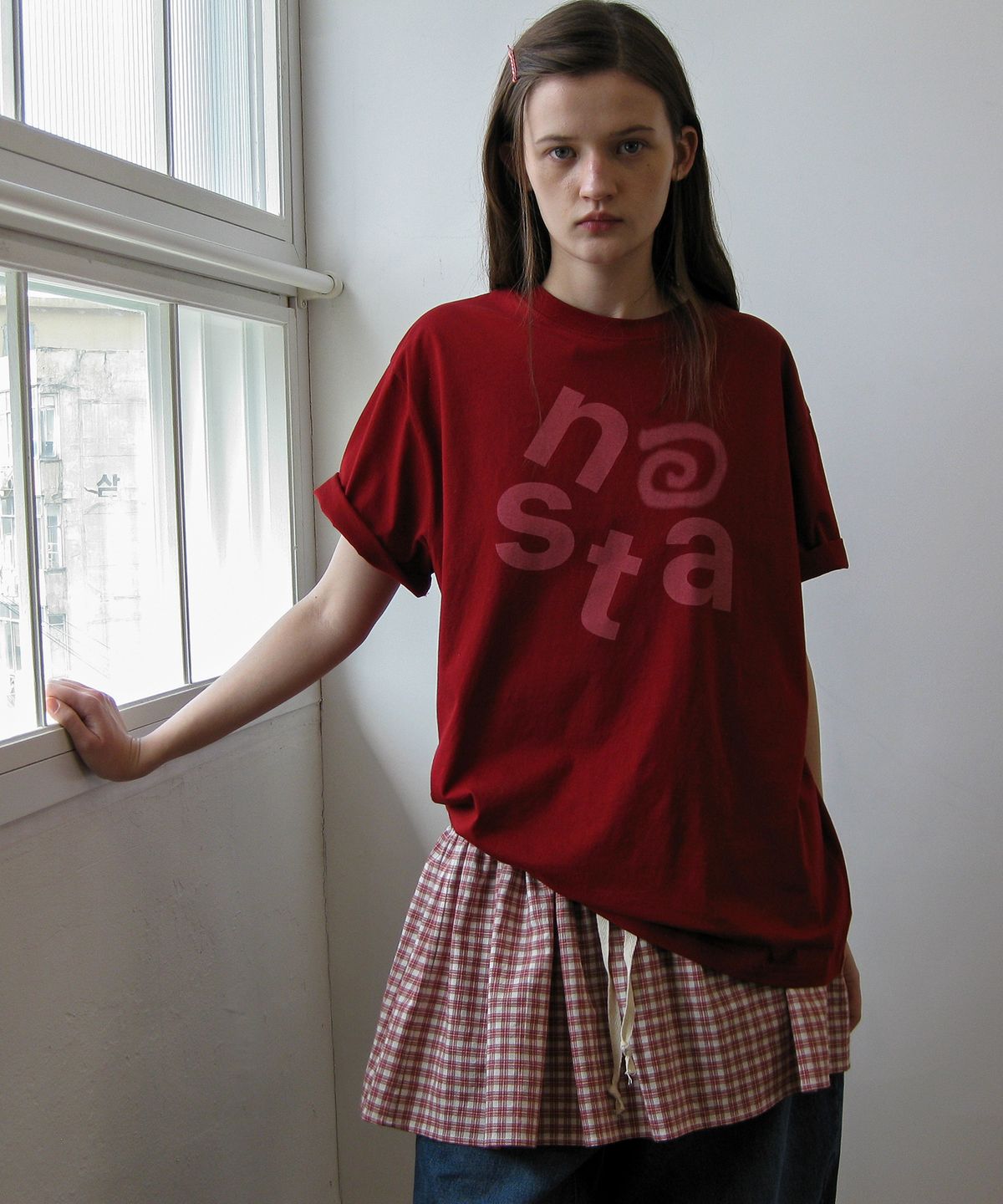 나츠(NAATS) Check layered skirt, red