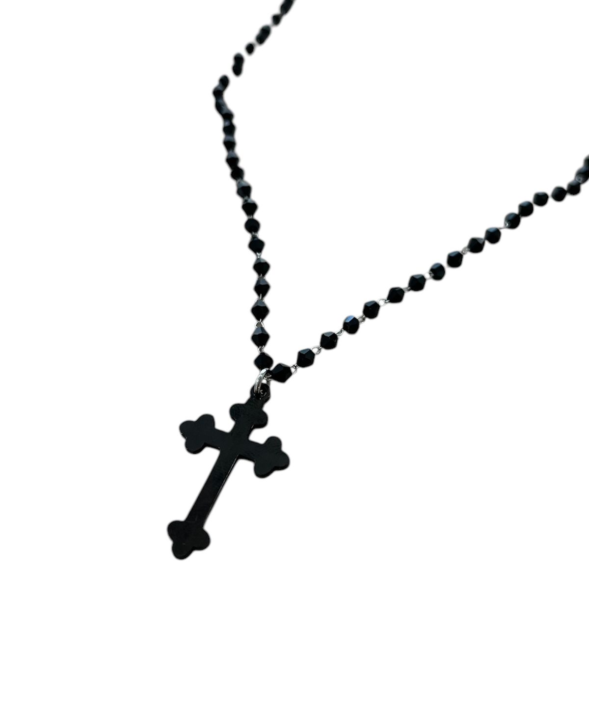 스케이터락(SK8ER ROCK) Black Cross Beads Chain Necklace
