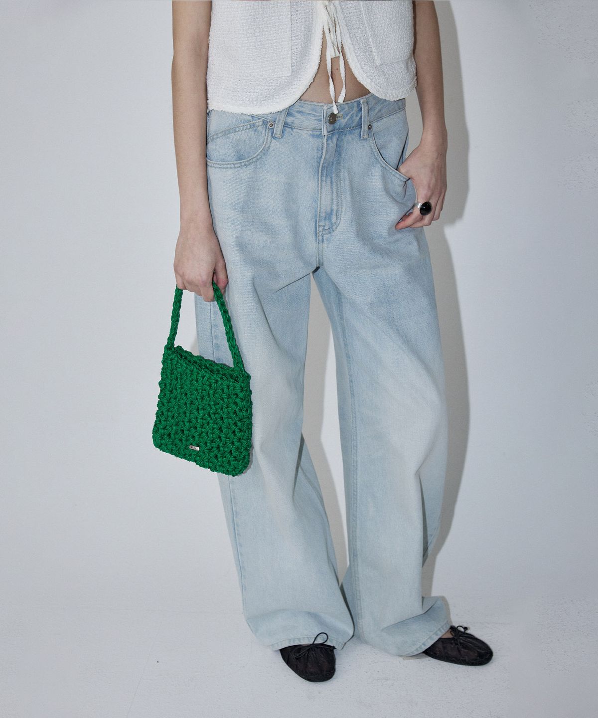 엔오르(EN OR) WEAVING SQUARE BAG MINI - GREEN