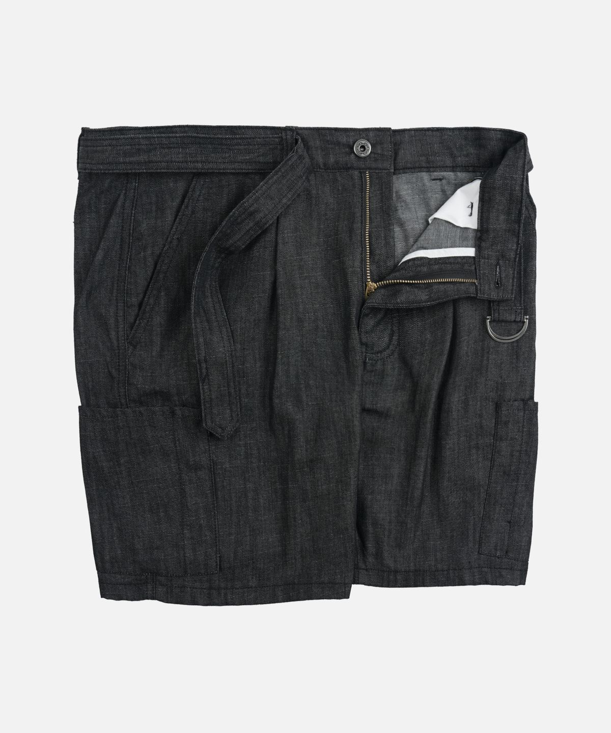 프리즘웍스(FRIZMWORKS) BELTED DENIM SHORTS _ BLACK