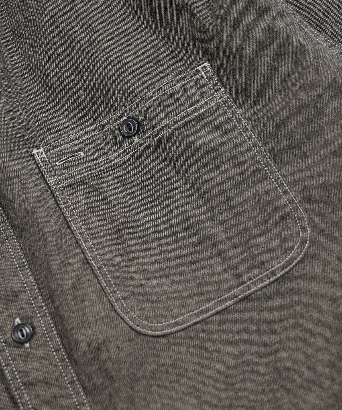프리즘웍스(FRIZMWORKS) CHAMBRAY WORK HALF SHIRT _ BLACK