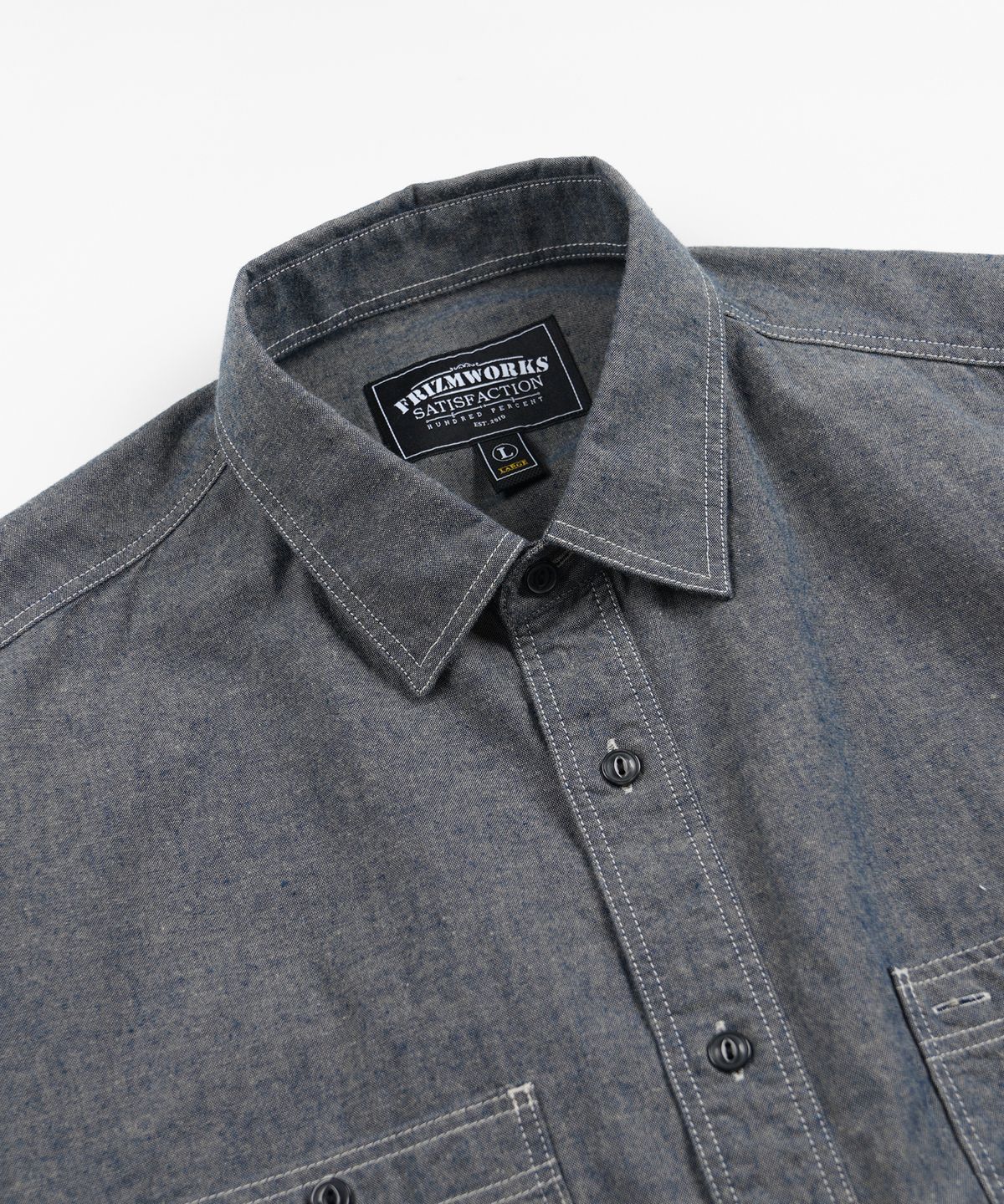 프리즘웍스(FRIZMWORKS) CHAMBRAY WORK HALF SHIRT _ BLUE