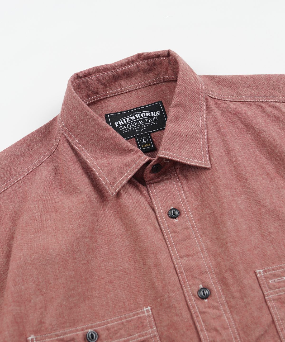 프리즘웍스(FRIZMWORKS) CHAMBRAY WORK HALF SHIRT _ RED