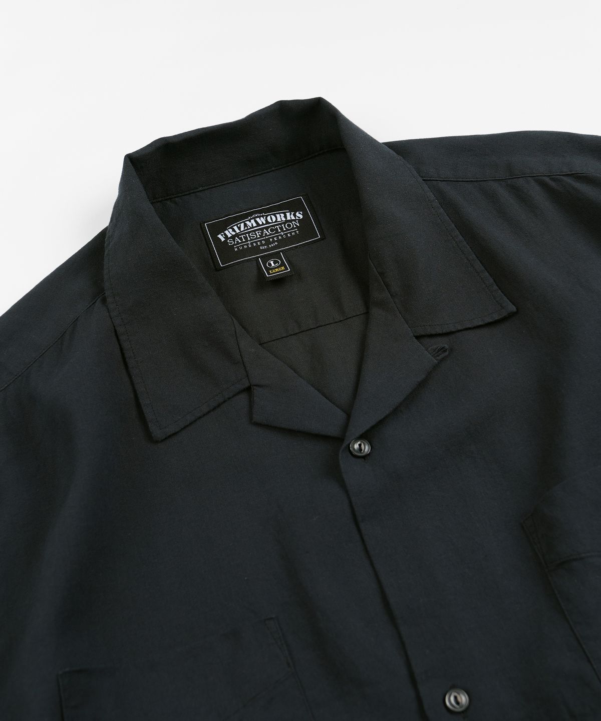 프리즘웍스(FRIZMWORKS) TENCEL LINEN OPEN COLLAR SHIRT _ CHARCOAL