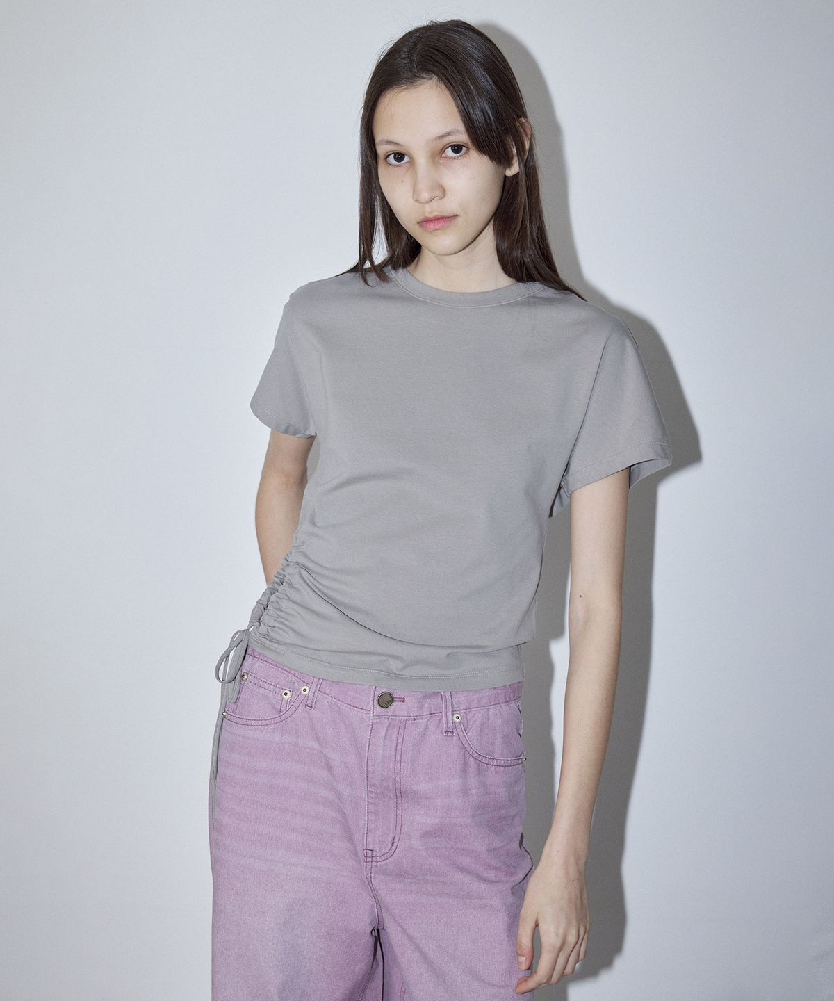 엔오르(EN OR) SIDE HOLE STRING T-SHIRT - BEIGE