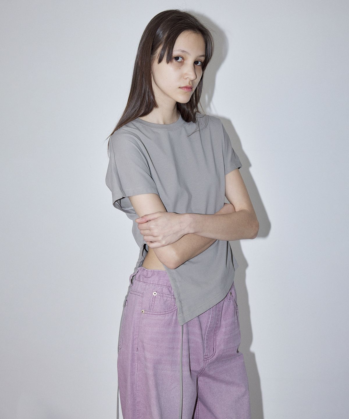 엔오르(EN OR) SIDE HOLE STRING T-SHIRT - BEIGE