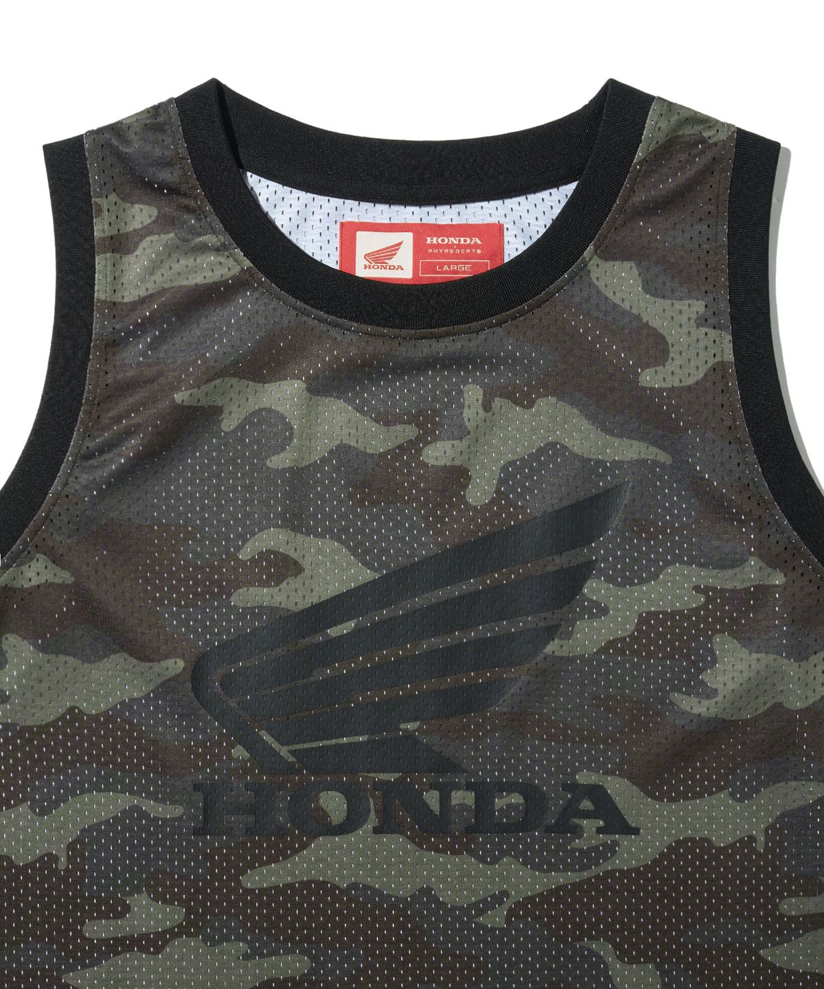 핍스 모터사이클(PHYPS MOTORCYCLE) Original Wing logo Mesh Sleeveless Camo Green