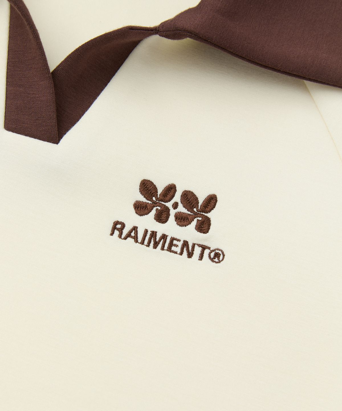 레이몬트(RAIMENT) (W) 우먼즈 트랙 라인 카라 크롭 티셔츠_크림