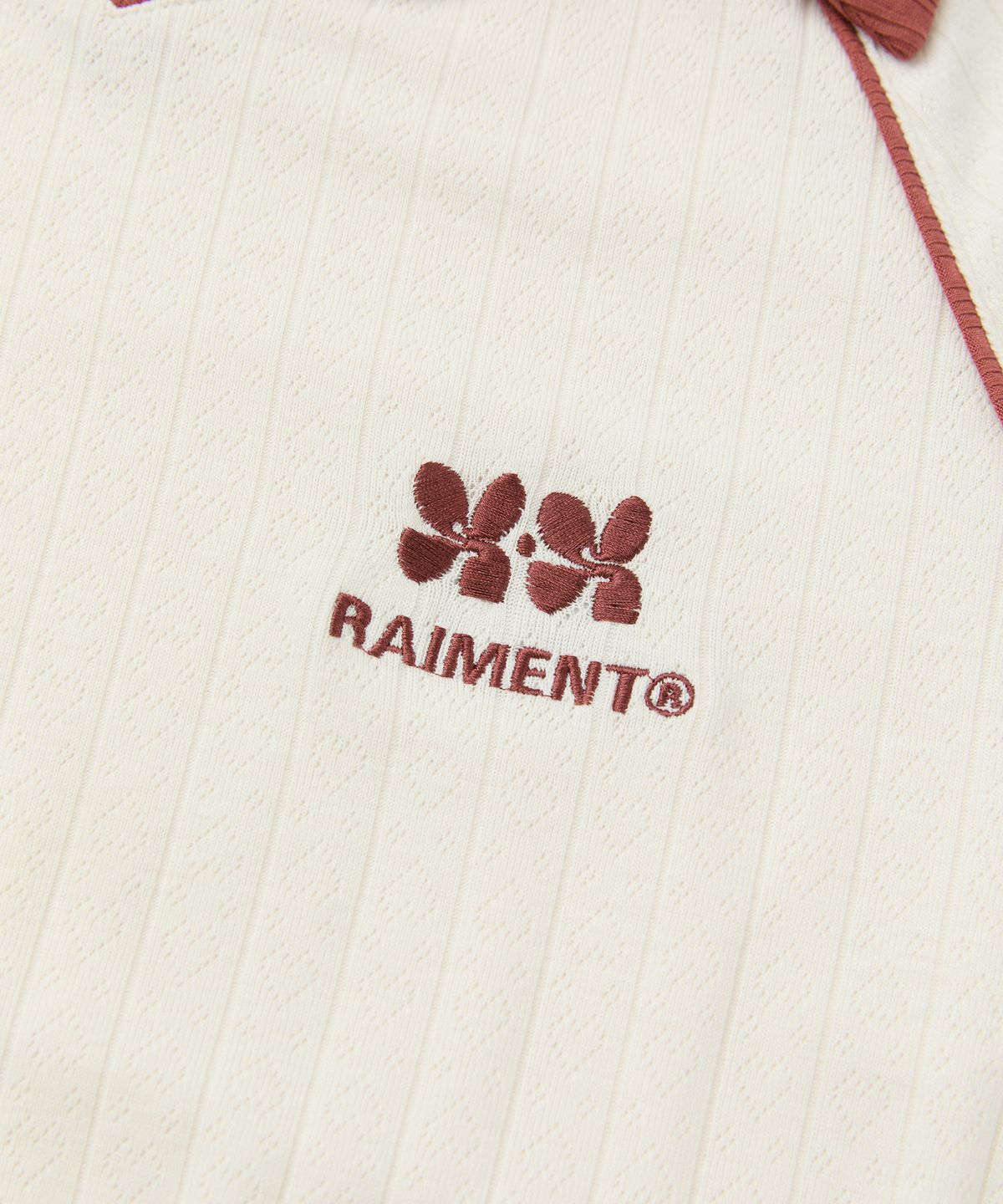 레이몬트(RAIMENT) (W) 우먼즈 하트 펀칭 배색 카라 니트_핑크