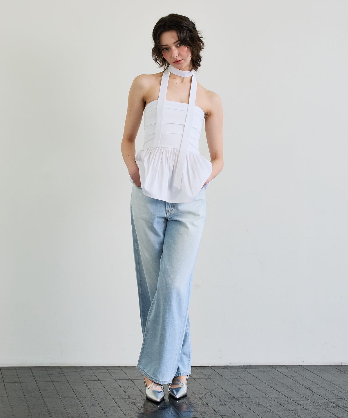 아리킴(ARIKIM) AZURE WIDE DENIM PANTS / SKY BLUE