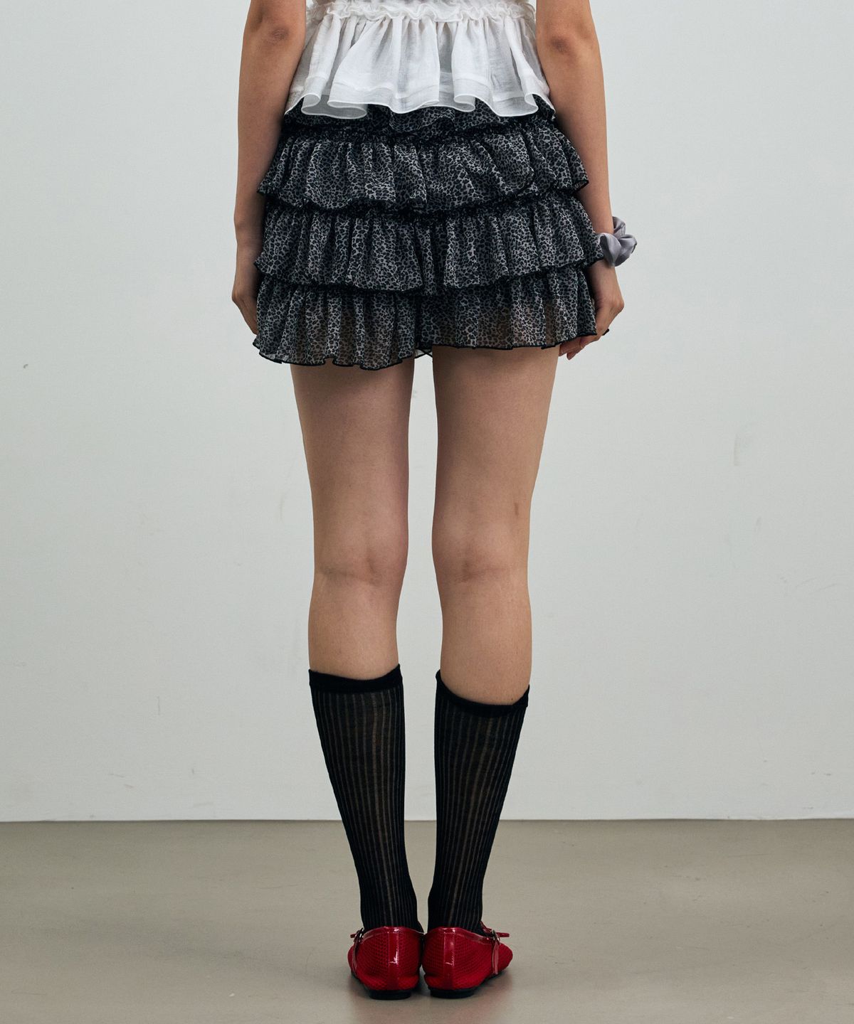 아리킴(ARIKIM) LEOPARD CANCAN MINI SKIRT PANTS / GRAY