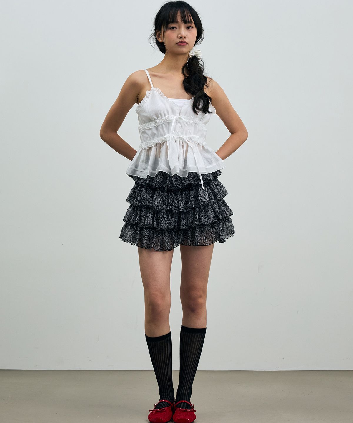 아리킴(ARIKIM) LEOPARD CANCAN MINI SKIRT PANTS / GRAY